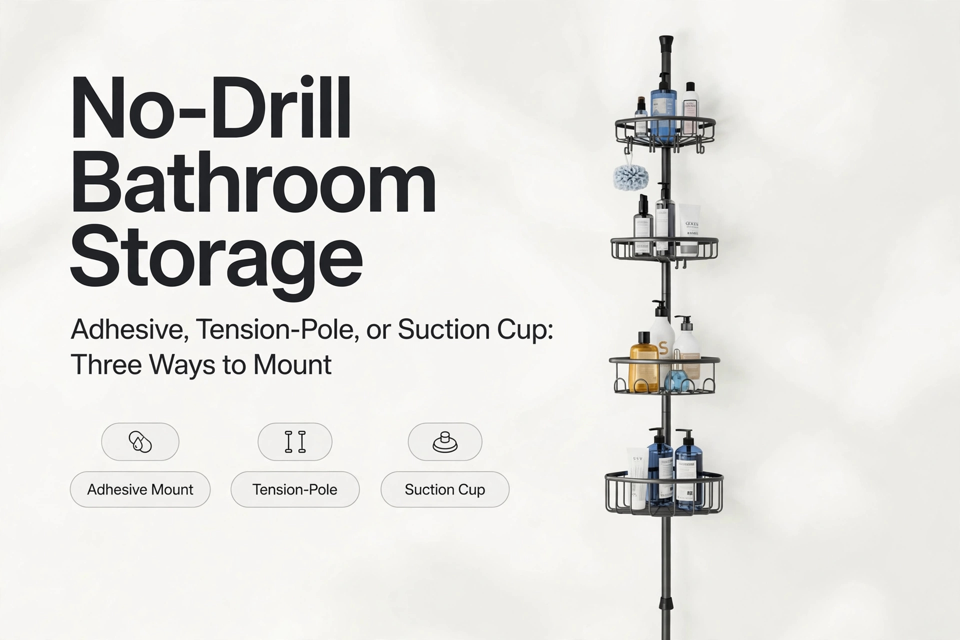 No-Drill Bathroom Storage: How to Choose the Right Mount